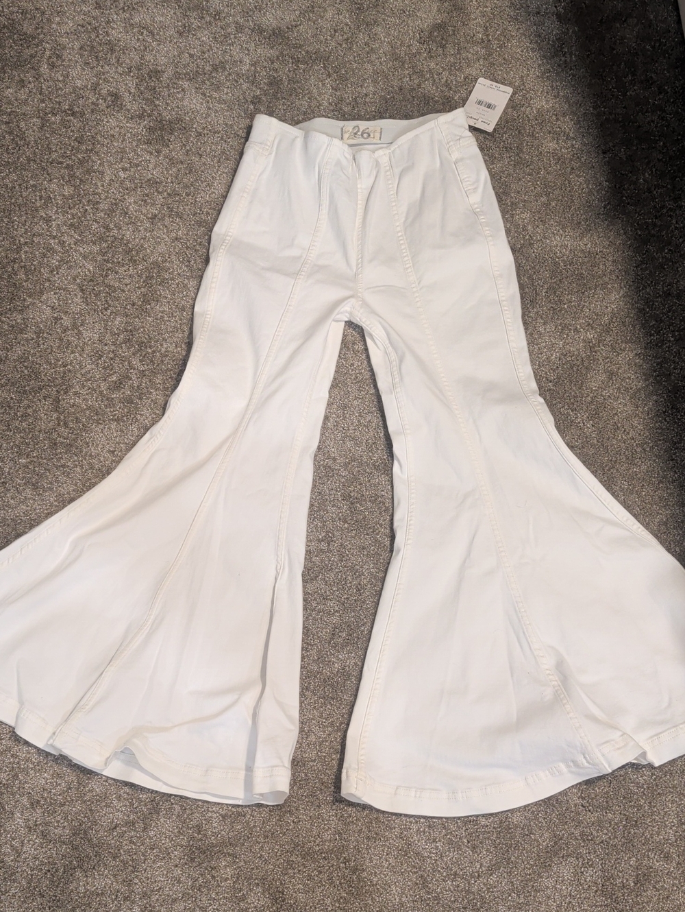 We The Free White Flare Wide-Leg Jeans
